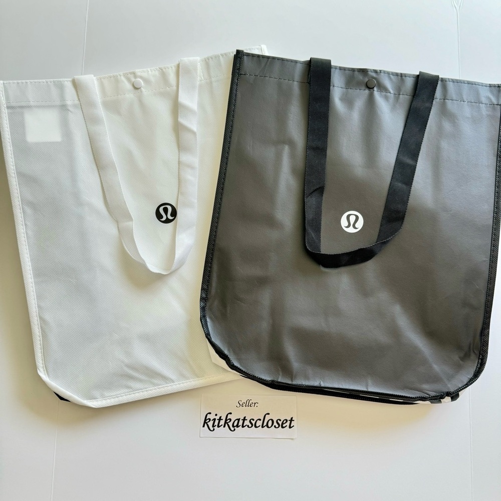 🆕 BRAND NEW lululemon LARGE reusable shopping bag set - BLACK and WHITE